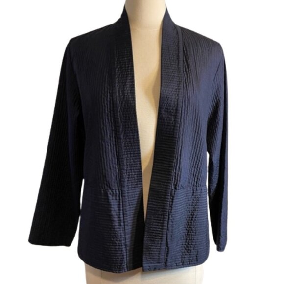 Eileen Fisher Textured Silk Open Front Blazer Size Medium - Picture 1 of 8
